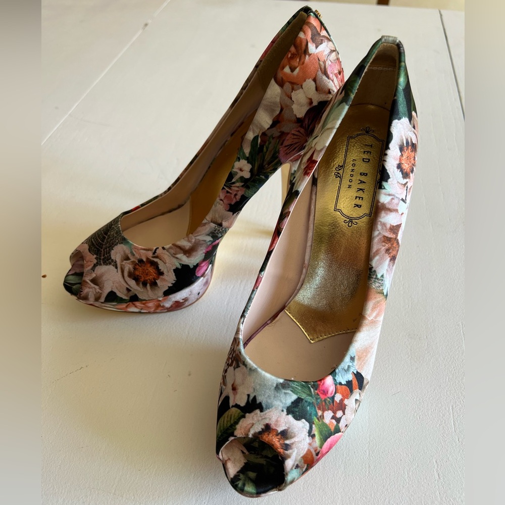 Brand New Ted Baker Floral Peep-Toe Heels